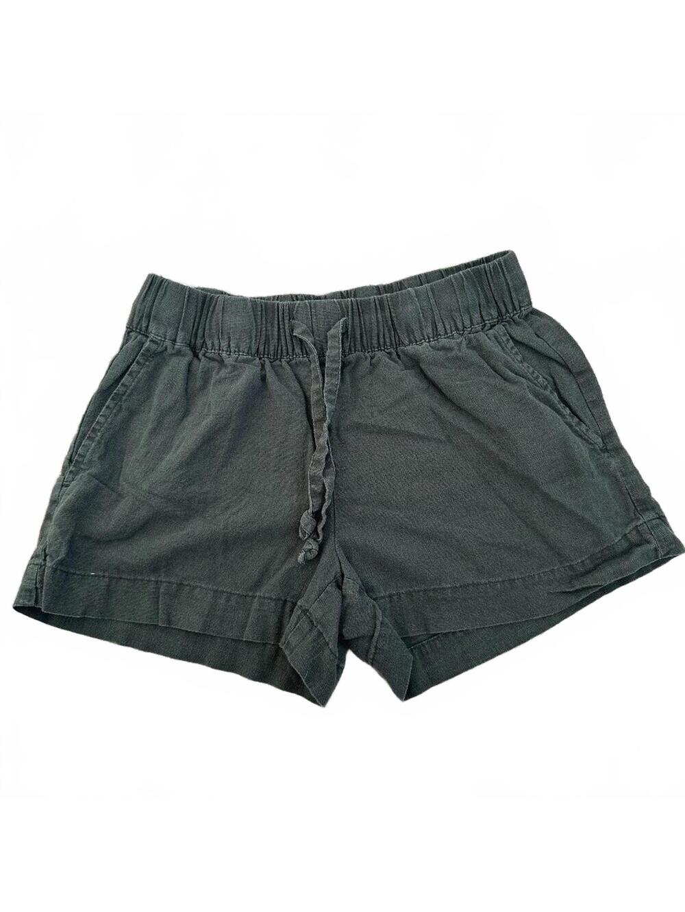 Dip Linen-Blend Green Elastic Drawstring Waist Short XS